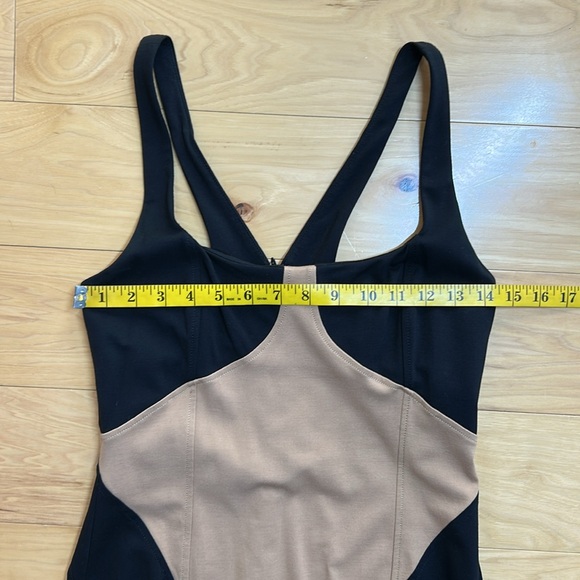 Anthropologie Chic Black and Tan Bodycon Stretchy Maxi Dress | Size Small - Picture 3 of 9